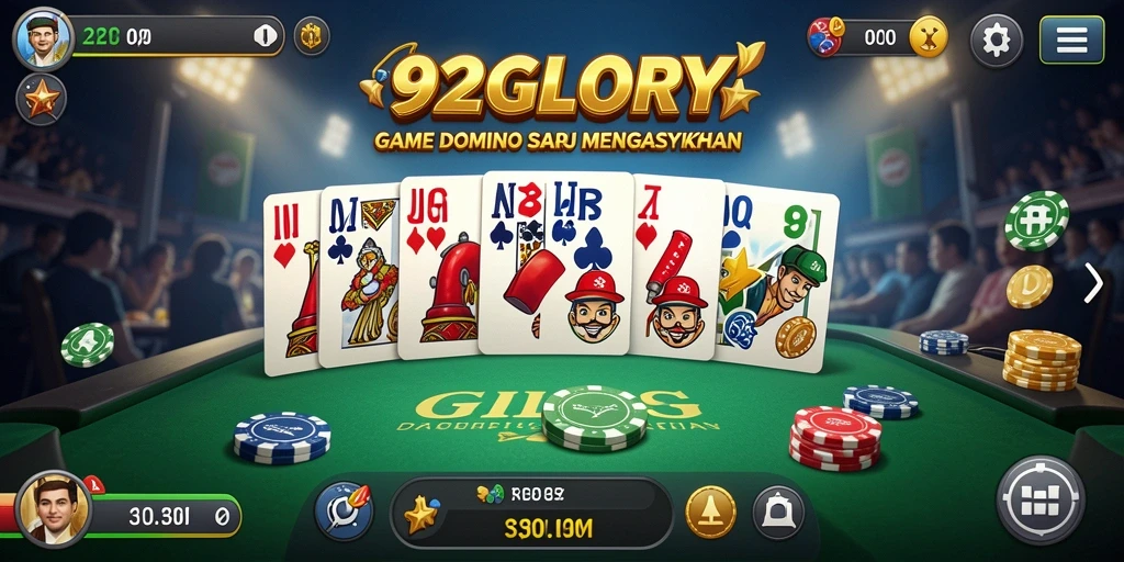 Gameplay seru <strong>92GLORY</strong> dalam permainan Domino yang menantang.