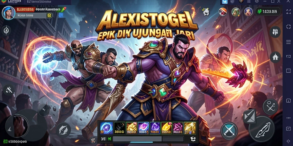 Screenshot menunjukkan pertarungan sengit di ALEXISTOGEL dengan karakter yang beraksi.