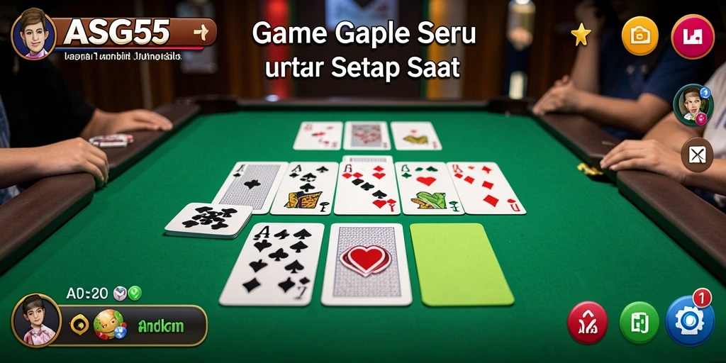 Tampilan gameplay ASG55 menampilkan suasana permainan Gaple yang seru.