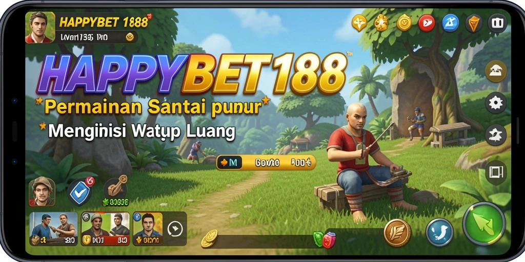 Tampilan gameplay <strong>HAPPYBET188</strong> dengan grafis cerah dan karakter yang lucu.