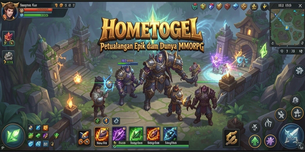 Screenshot utama gameplay HOMETOGEL di dunia MMORPG.