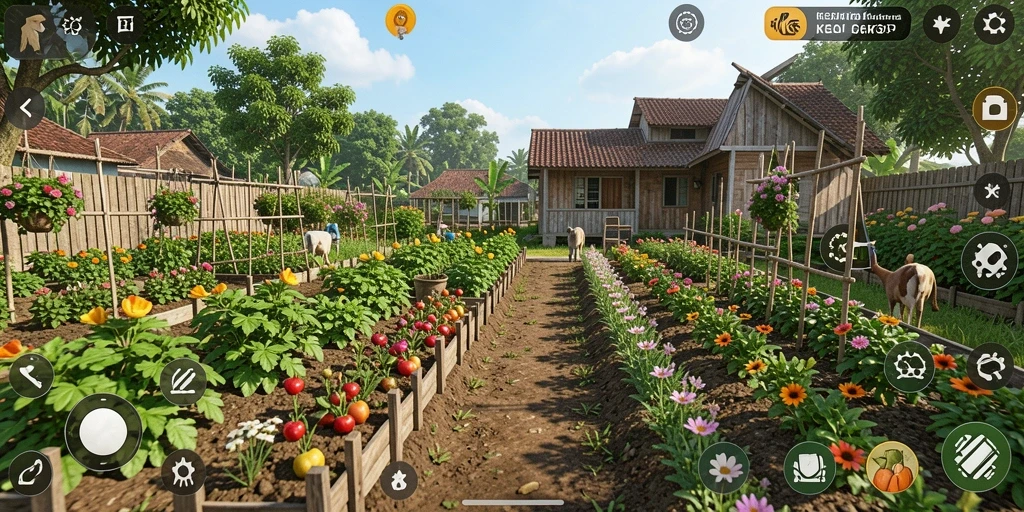 Tangkapan layar K3K3 menunjukkan pengalaman berkebun yang interaktif dan menyenangkan.