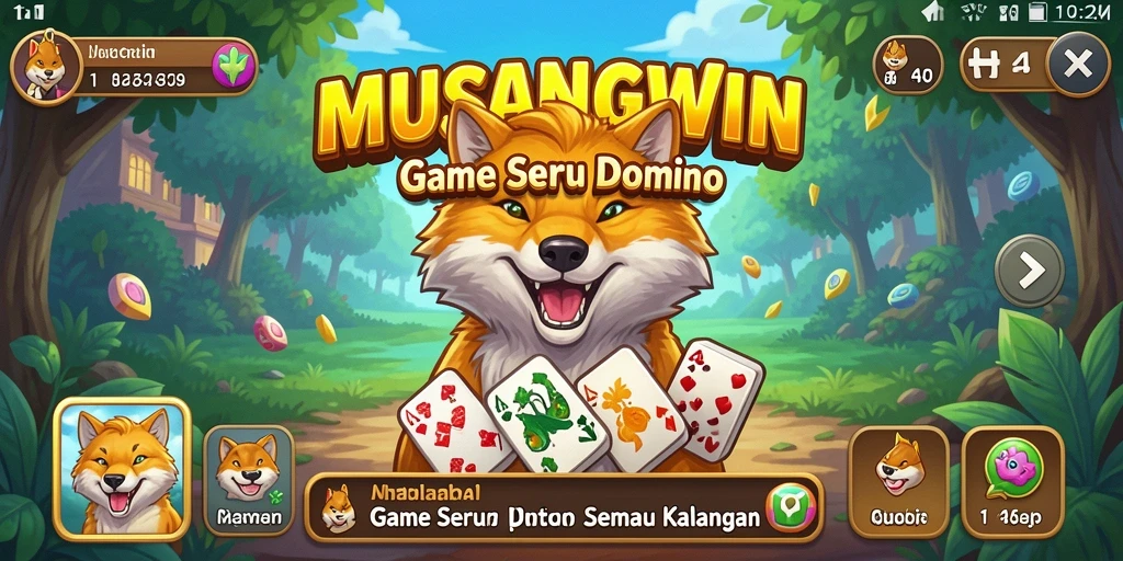 Tampilan gameplay seru di MUSANGWIN dengan domino dan kartu.