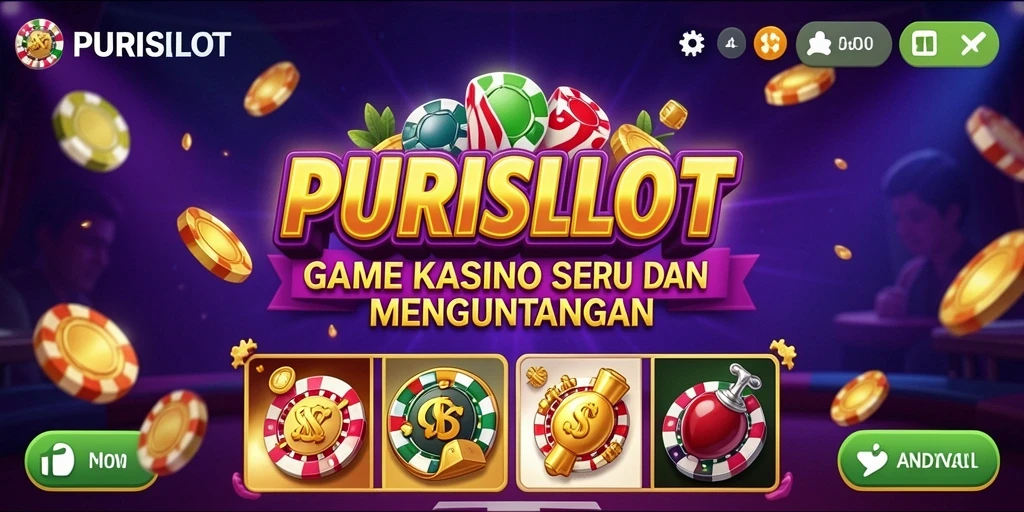 Screenshot gameplay PURISLOT menunjukkan grafis menarik dan fitur permainan yang seru.