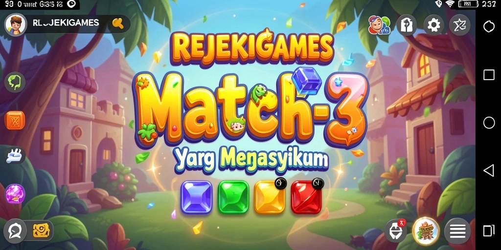 Tampilan seru gameplay Match-3 di REJEKIGAMES.